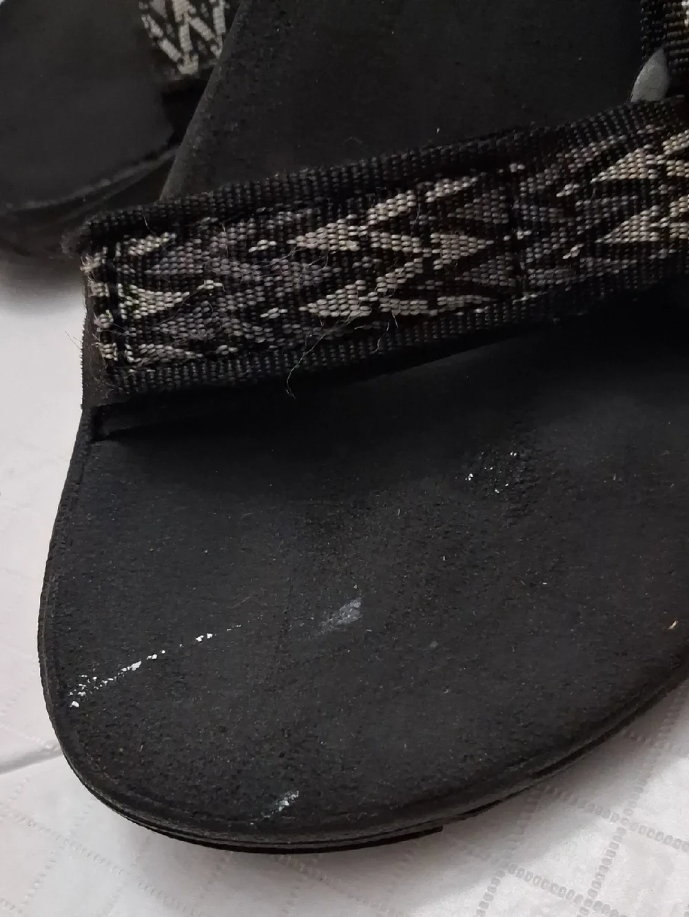Teva Size 10 men's sandal in black, gray strap with velcro adjustable strap.